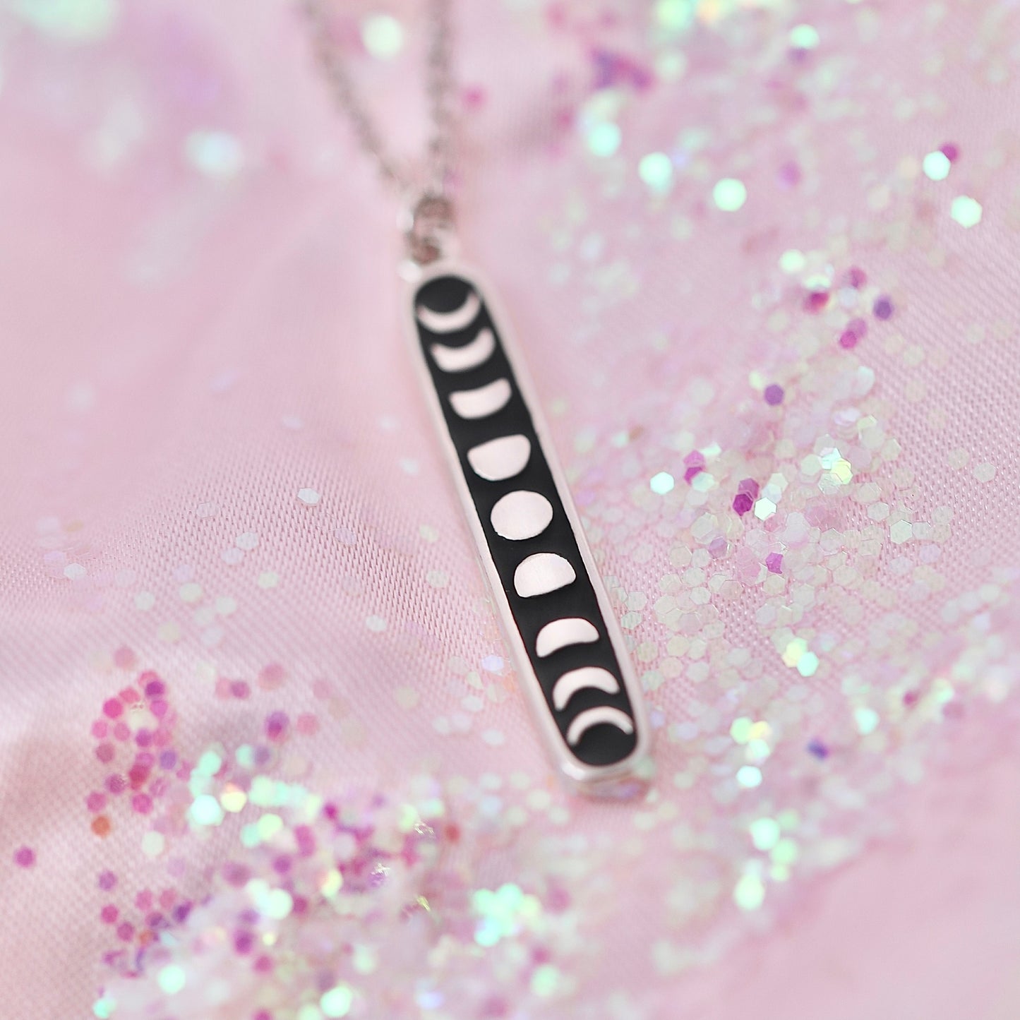 Moon Phase Vertical Bar Necklace