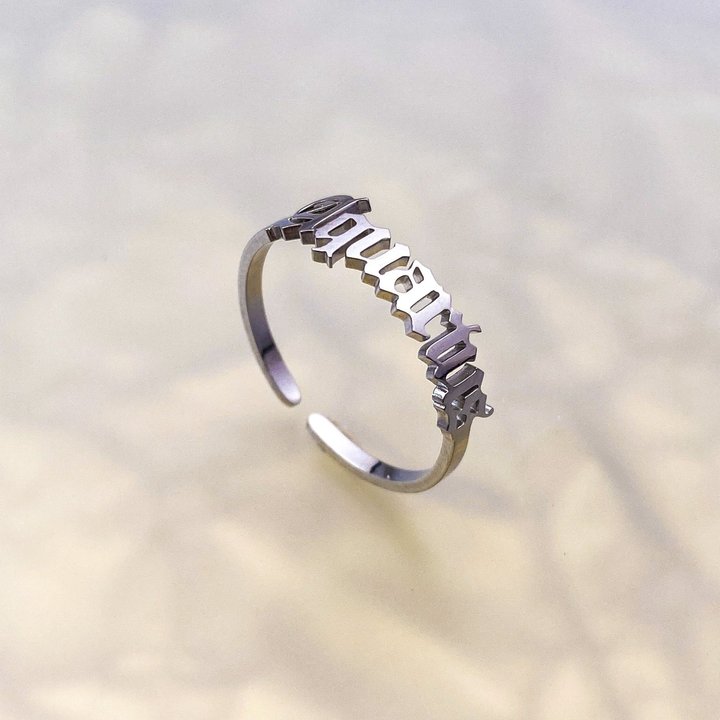 Old English Aquarius Ring