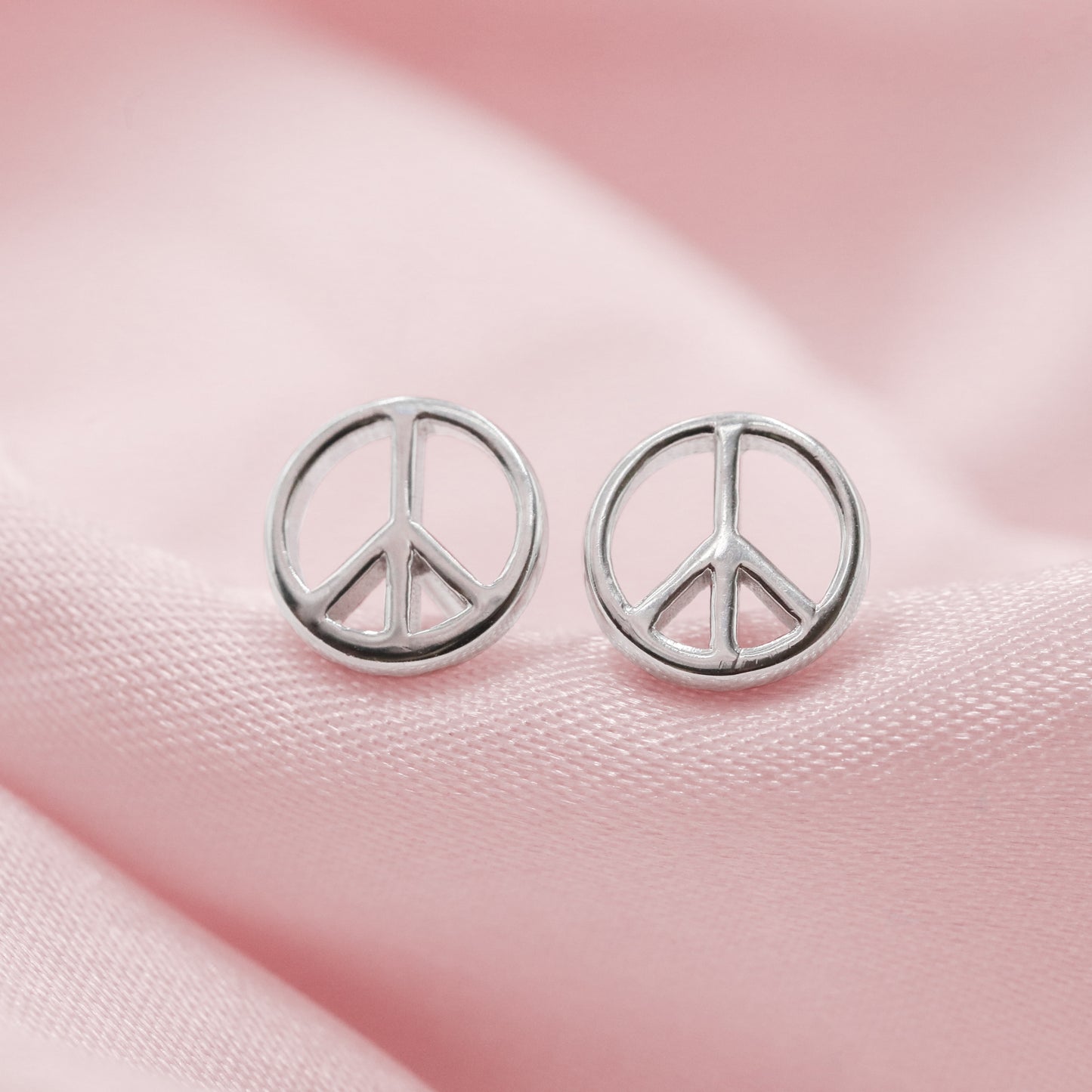 Sterling Silver Peace Symbol Studs
