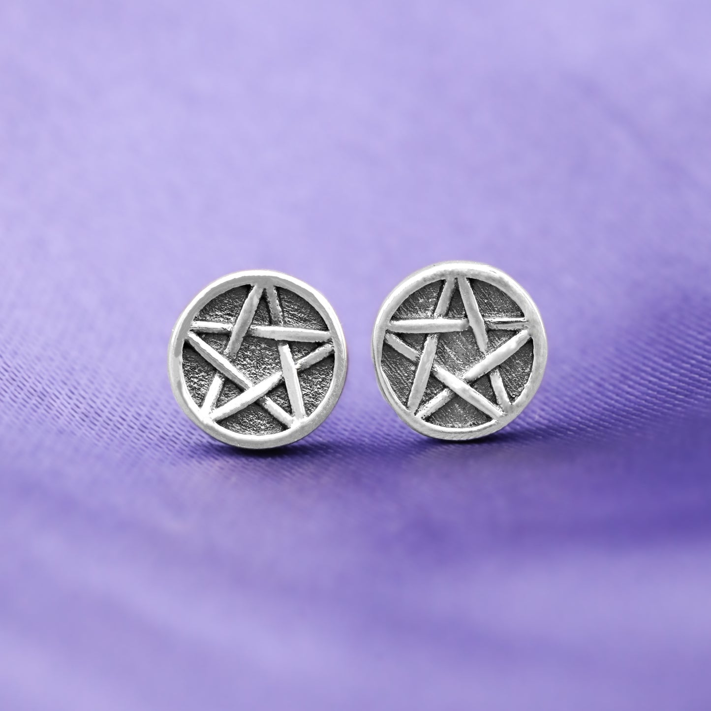 Vintage Sterling Silver Pentacle Studs