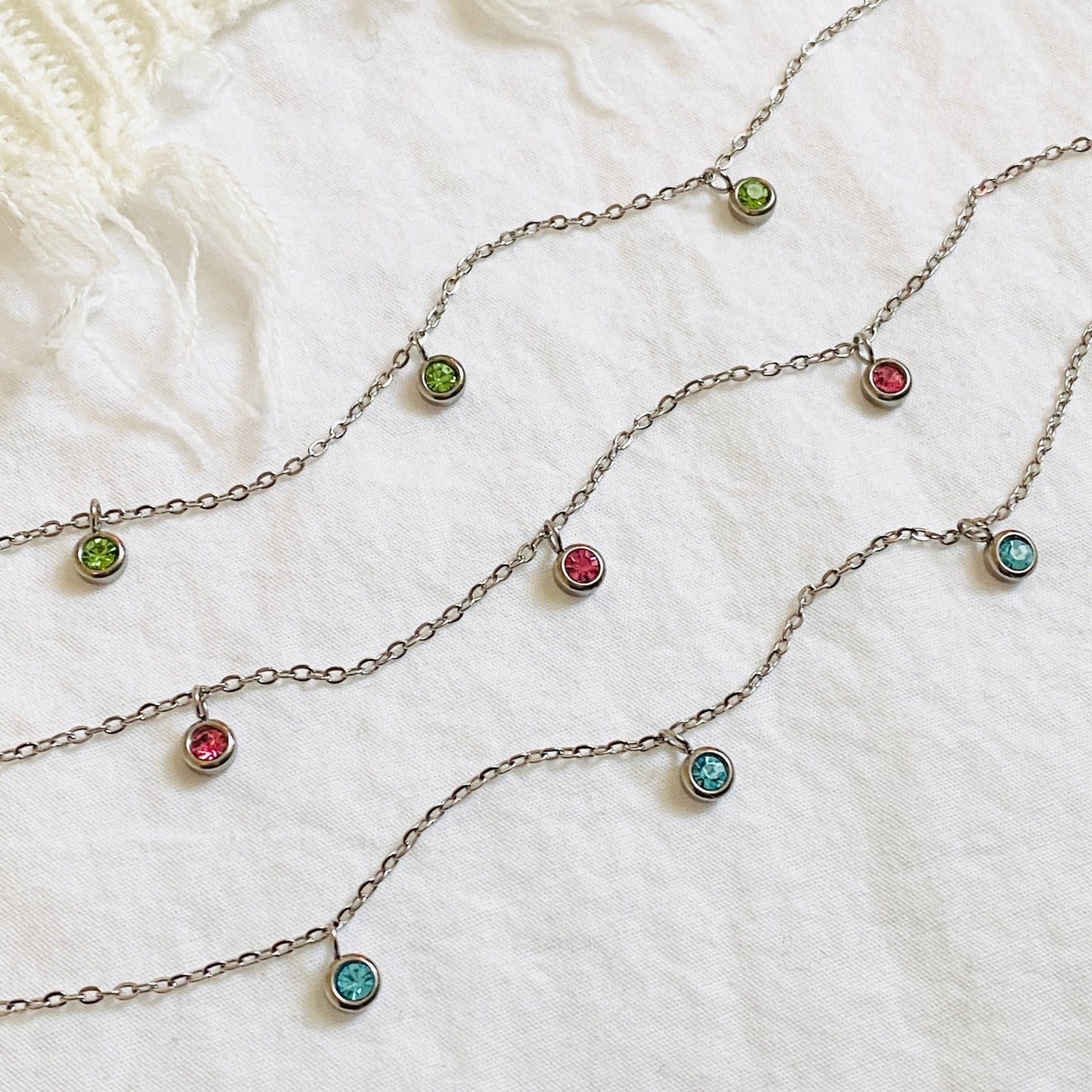 Birthstone Necklace - Silver