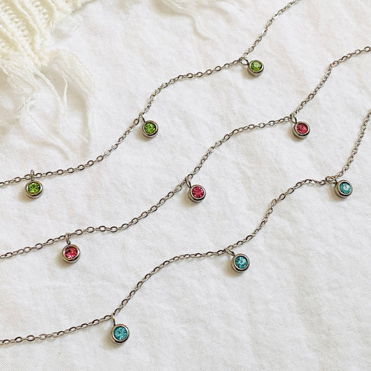 Birthstone Necklace - Silver