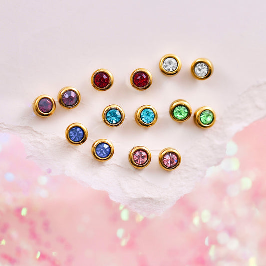 Birthstone Studs - Gold