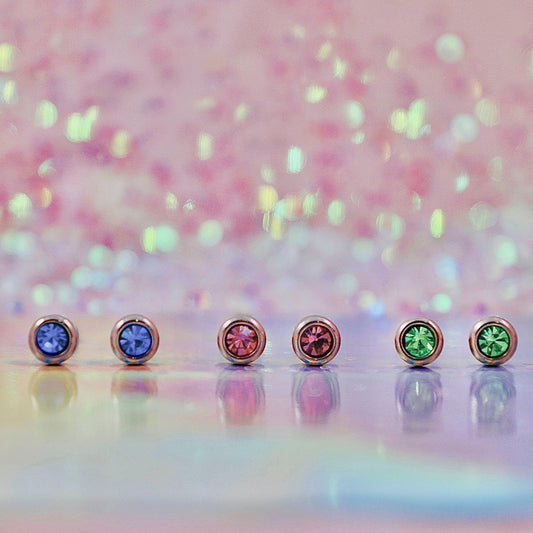 Birthstone Studs - Silver