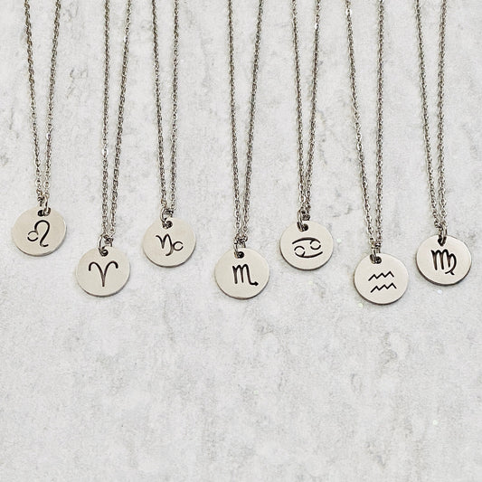 Zodiac Coin Necklace - Silver