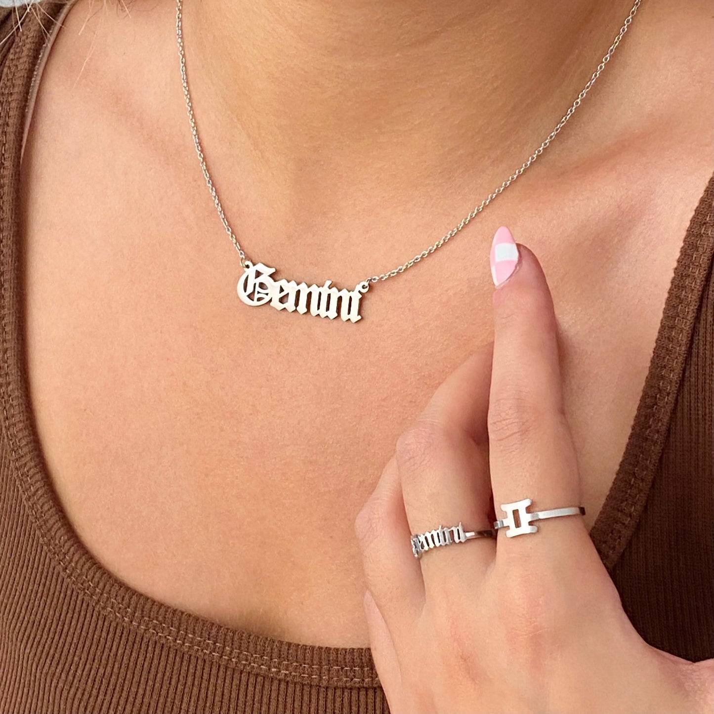 Old English Zodiac Necklace - Silver