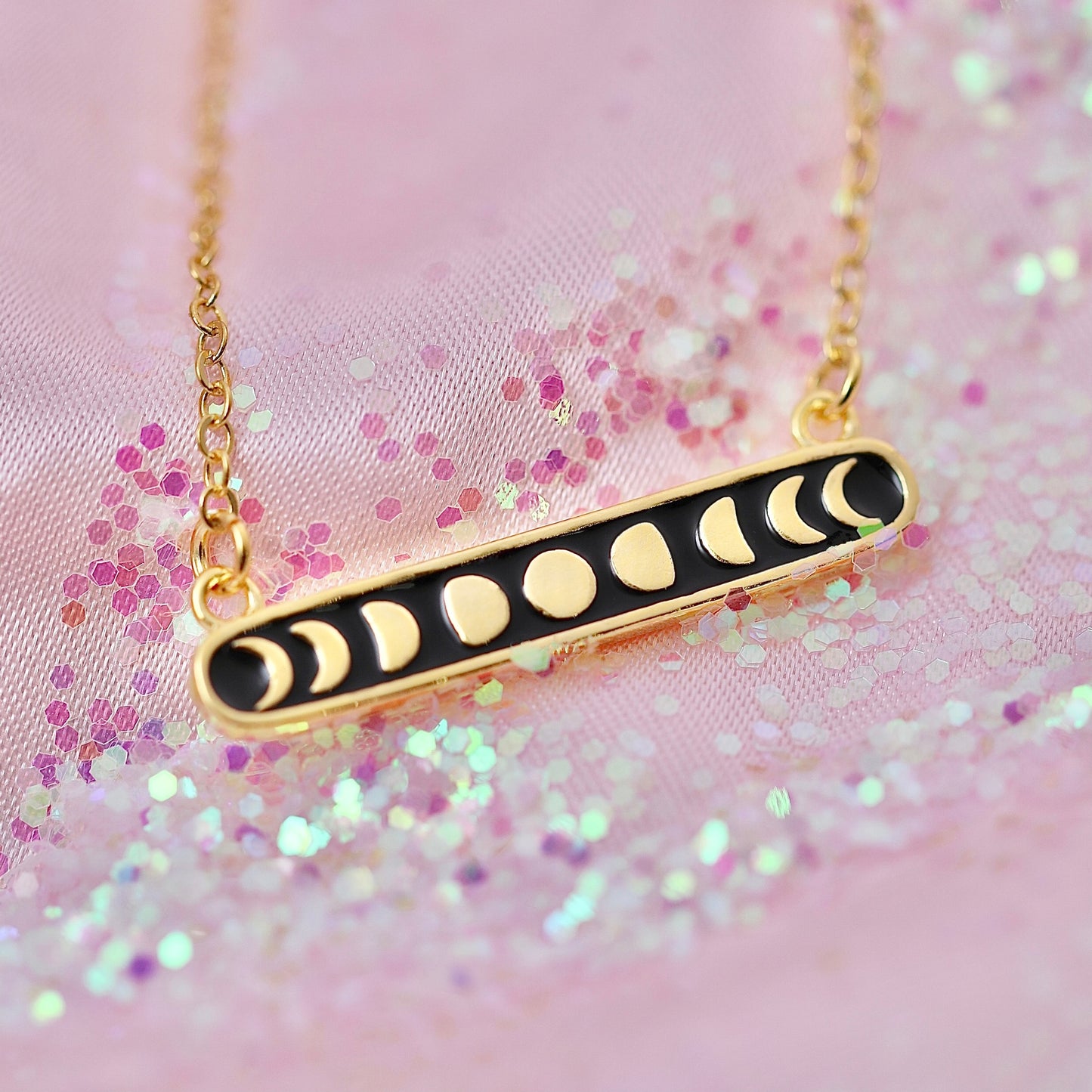 Moon Phase Horizontal Bar Necklace