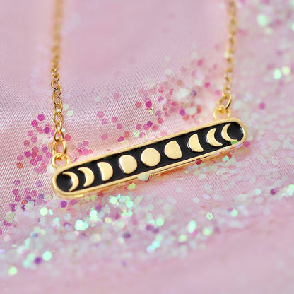 Moon Phase Horizontal Bar Necklace