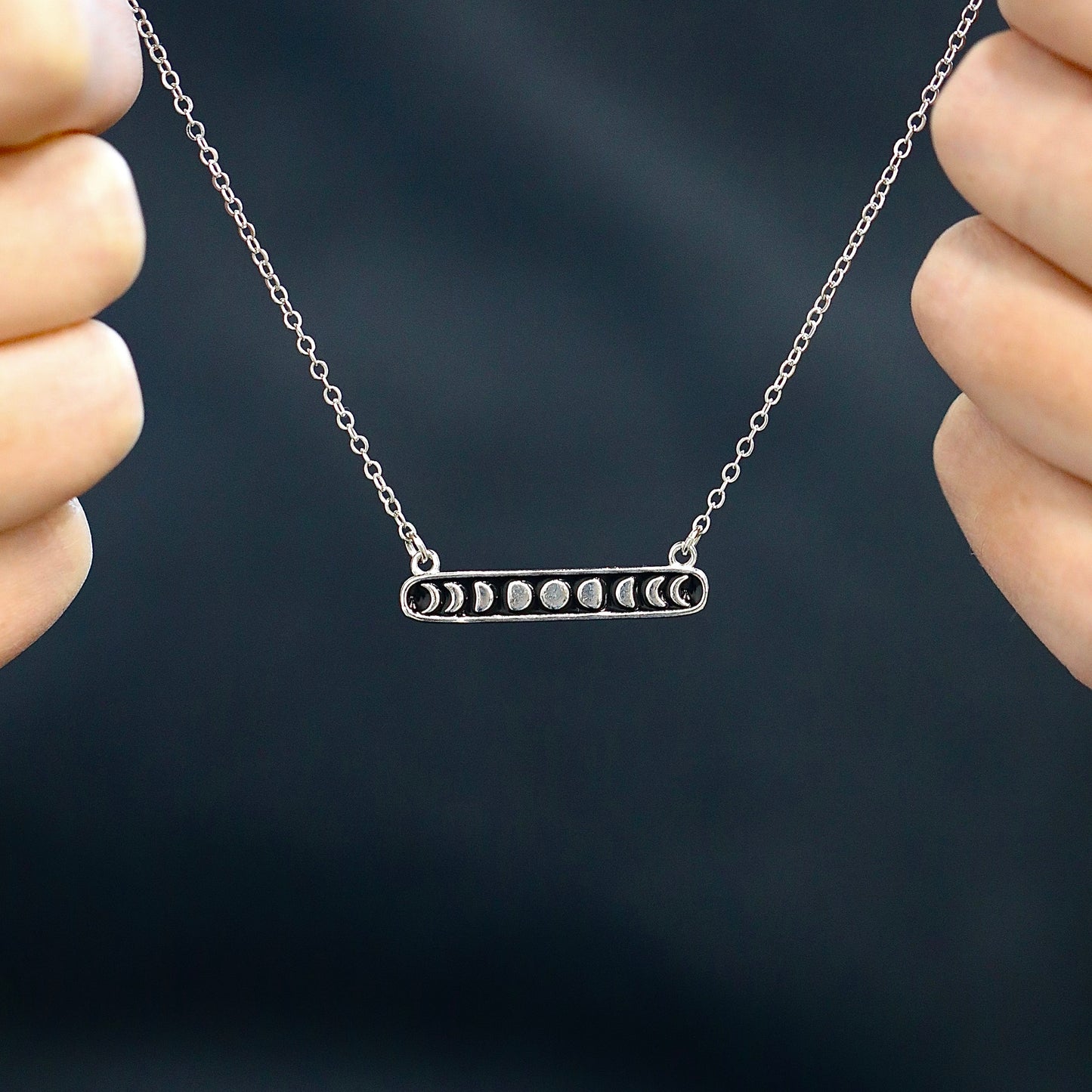 Moon Phase Horizontal Bar Necklace