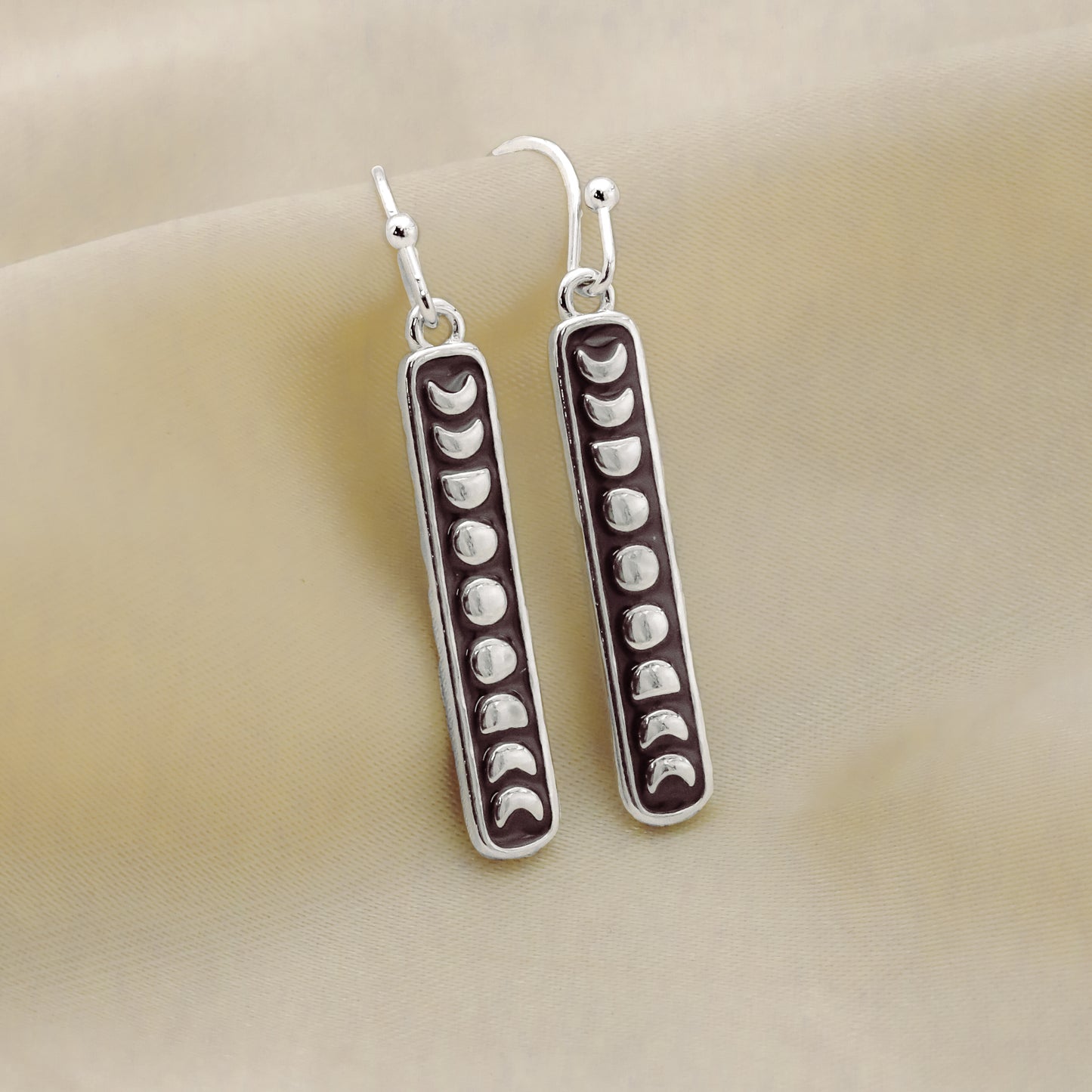 Moon Phase Vertical Bar Earrings