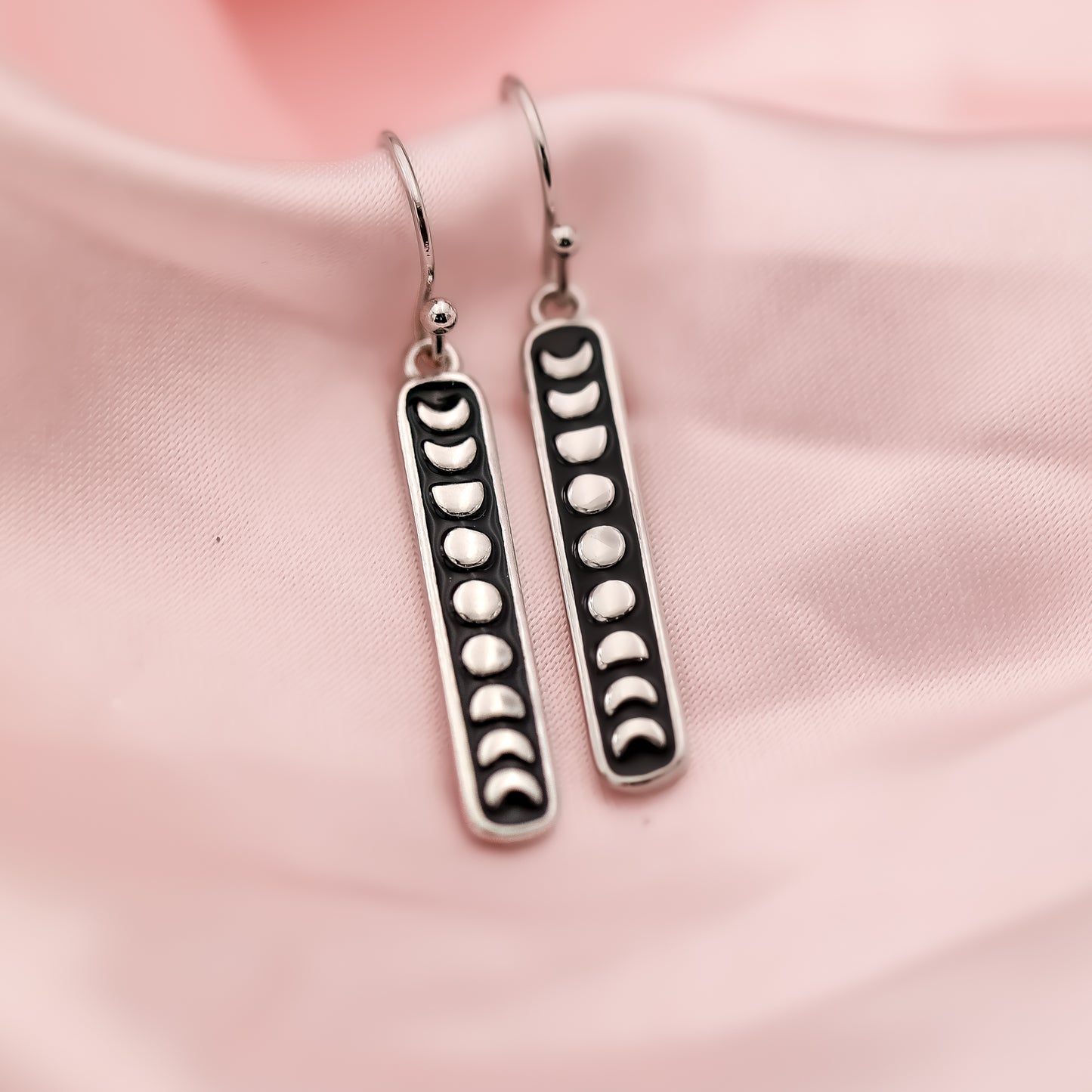 Moon Phase Vertical Bar Earrings