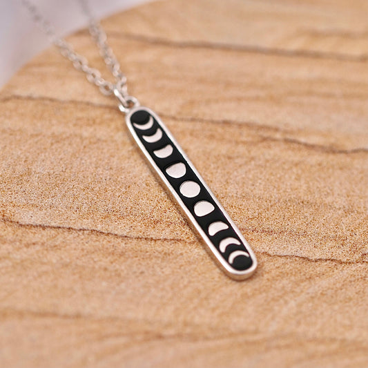Moon Phase Vertical Bar Necklace