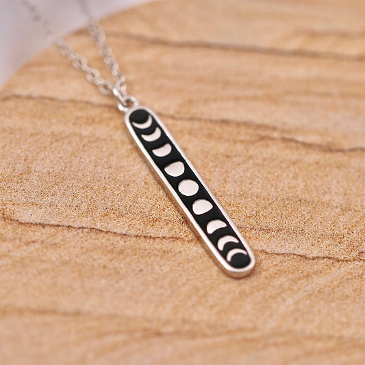 Moon Phase Vertical Bar Necklace