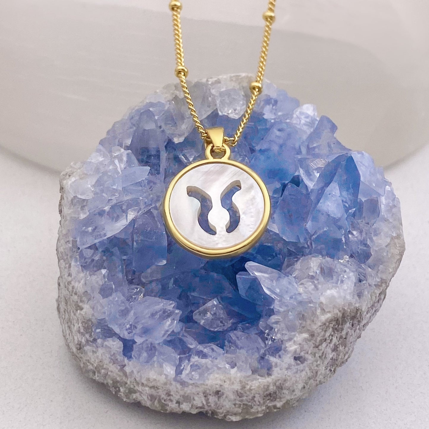 Mother of Pearl Taurus Necklace