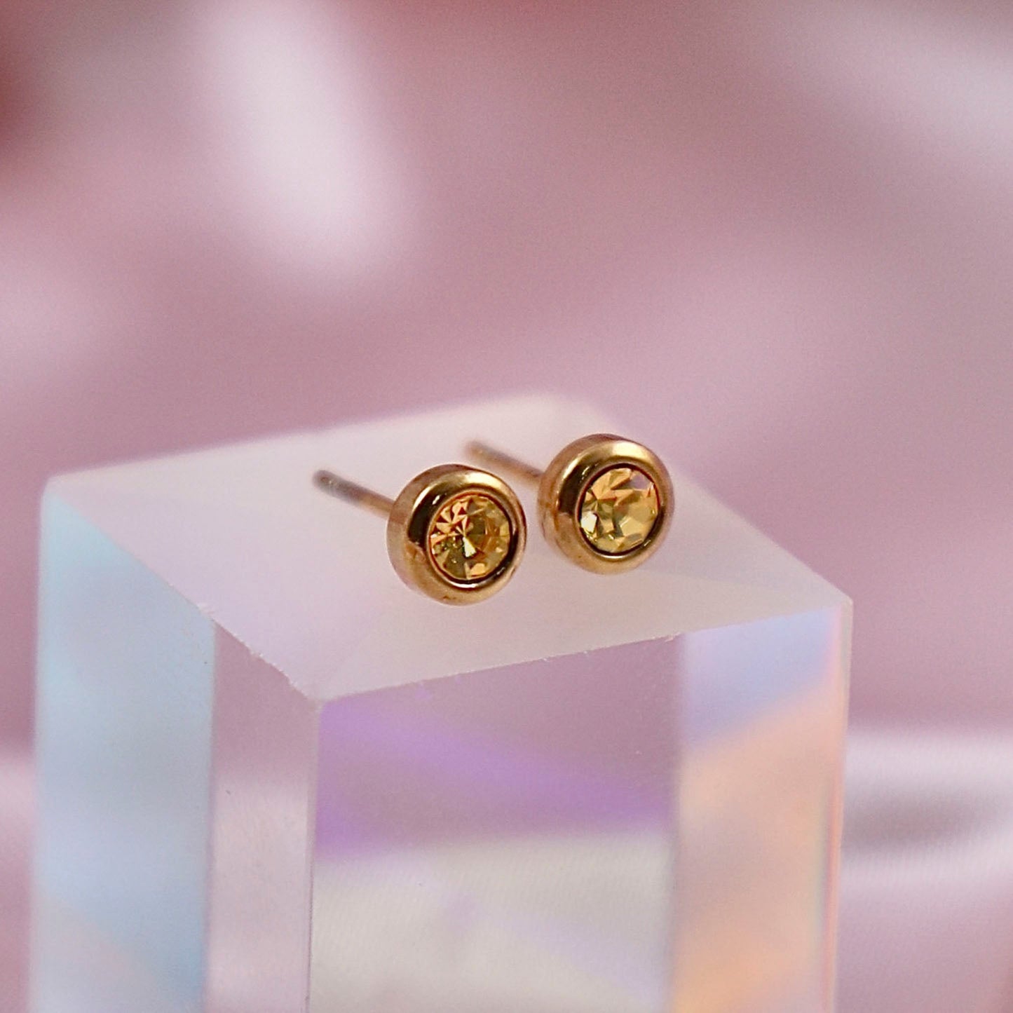 Birthstone Studs - Gold