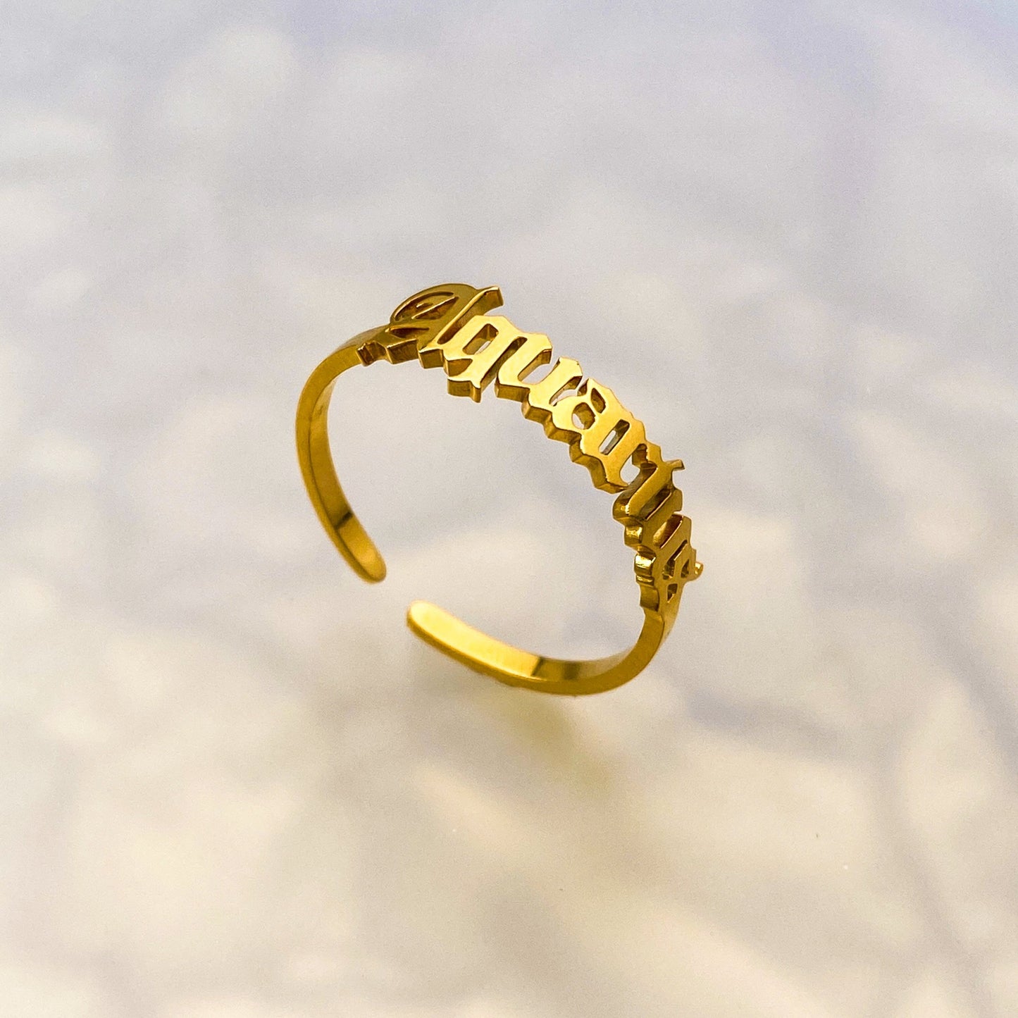 Old English Aquarius Ring