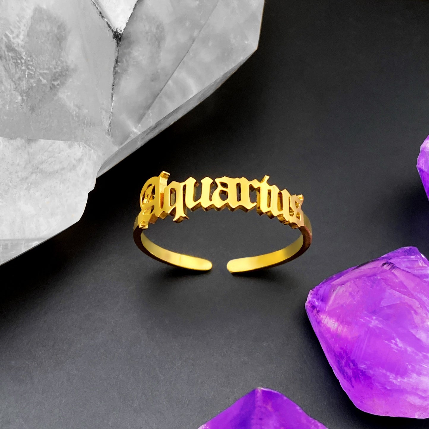 Old English Aquarius Ring