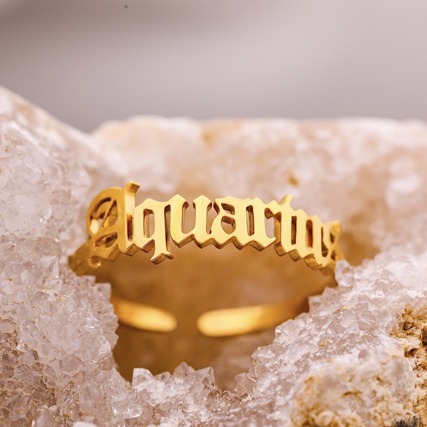 Old English Aquarius Ring