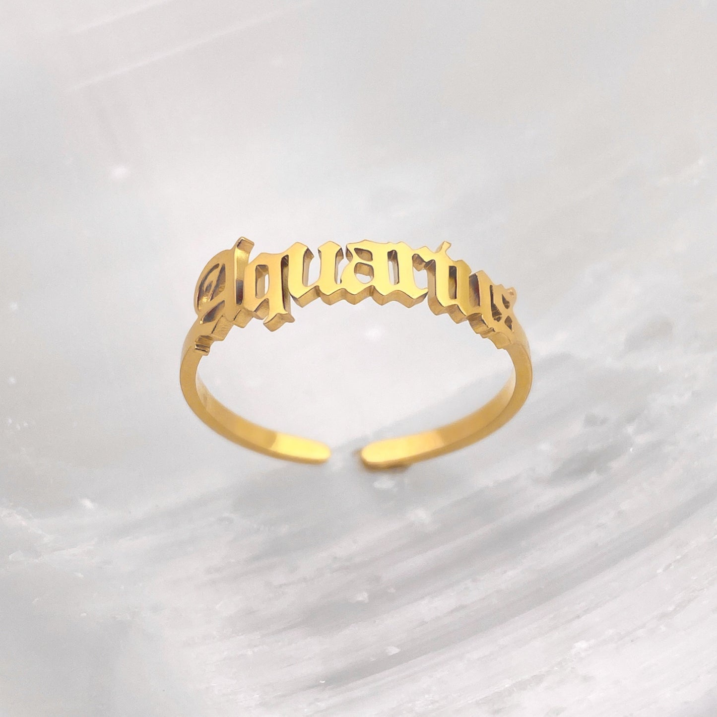 Old English Aquarius Ring
