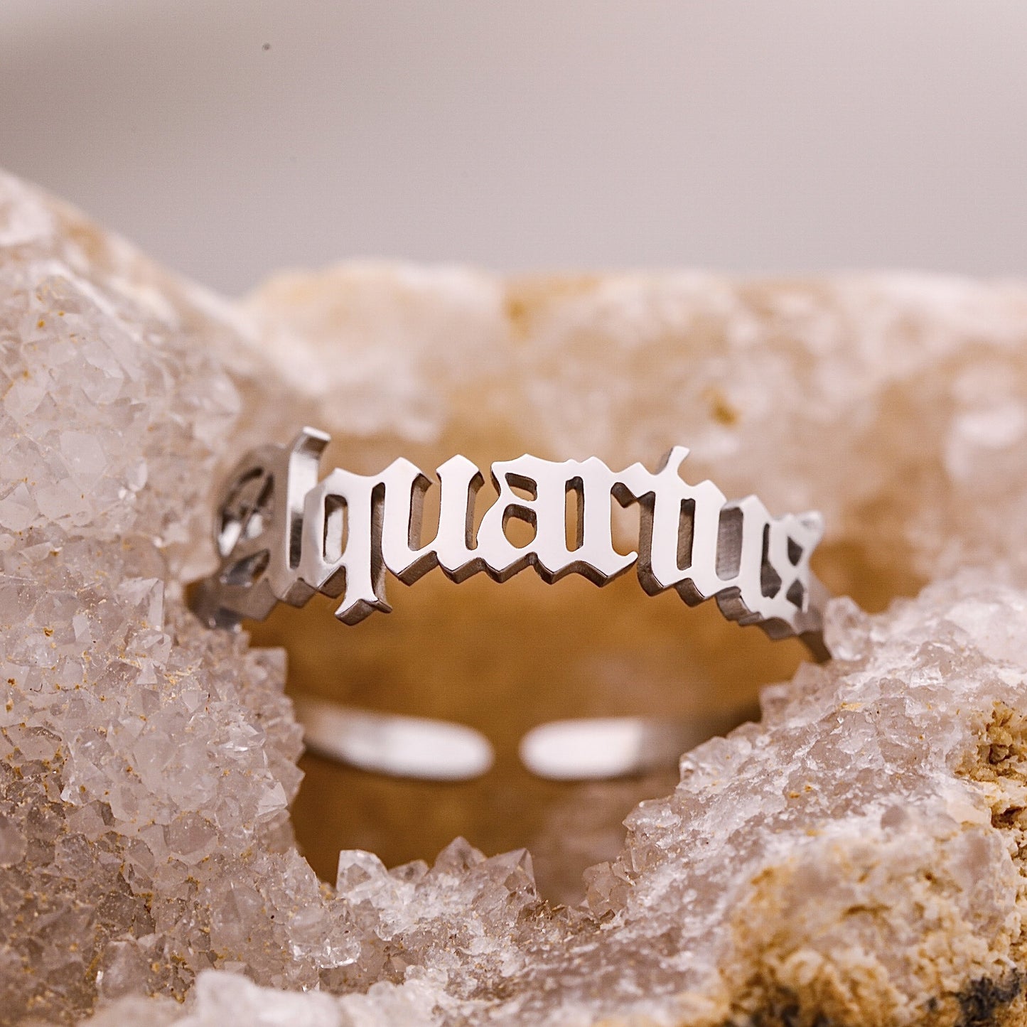 Old English Aquarius Ring