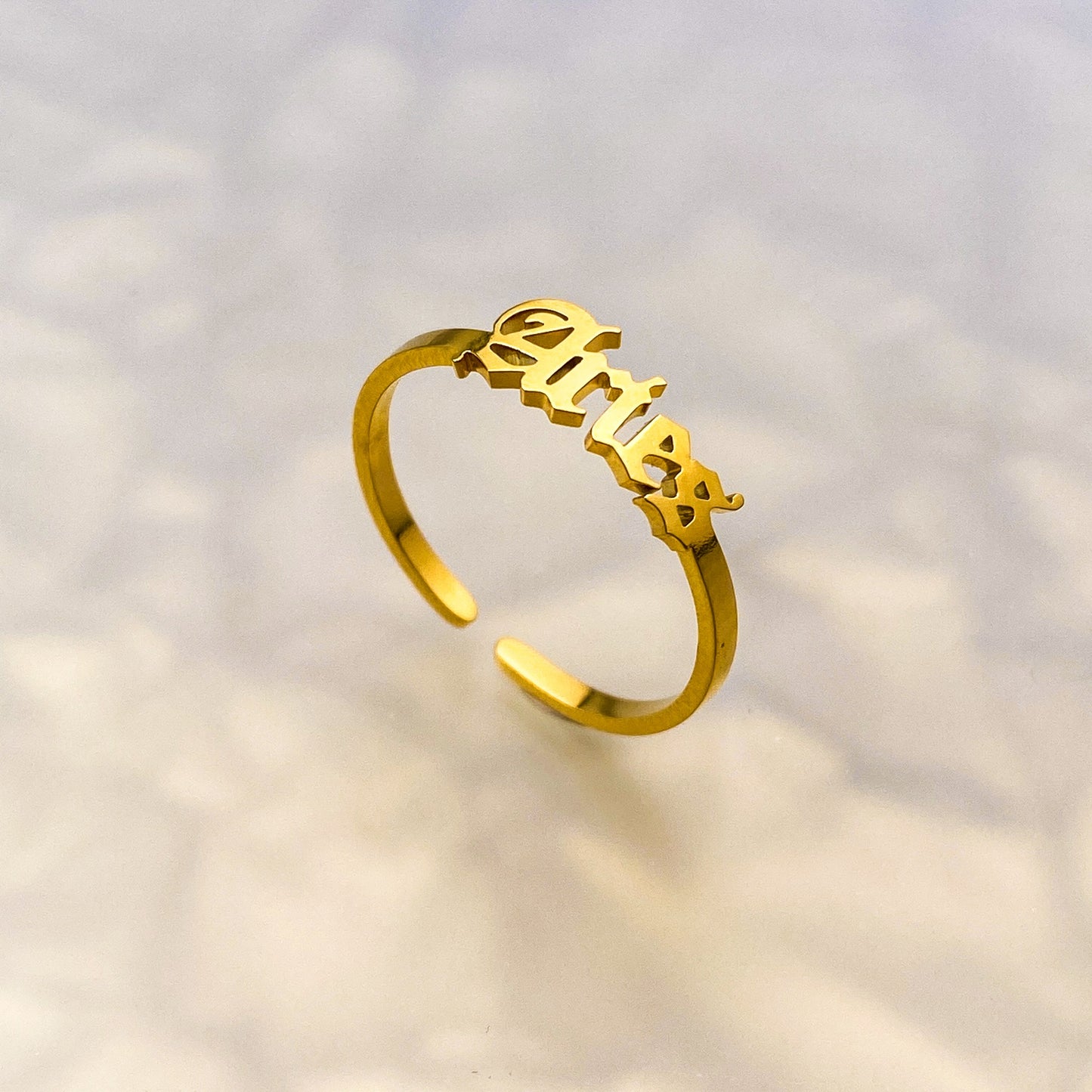 Old English Zodiac Ring - Gold