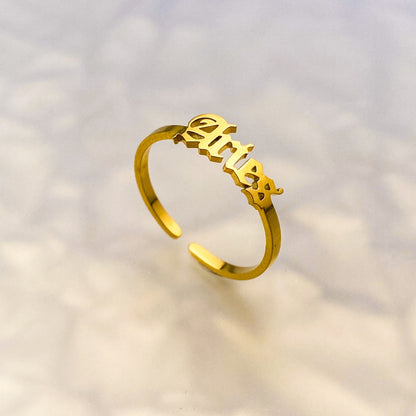 Old English Zodiac Ring - Gold