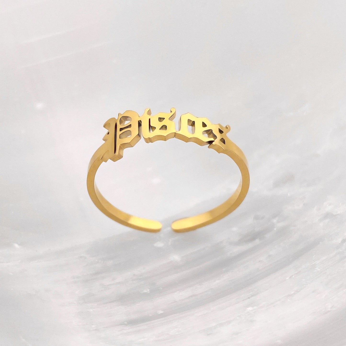 Old English Pisces Ring