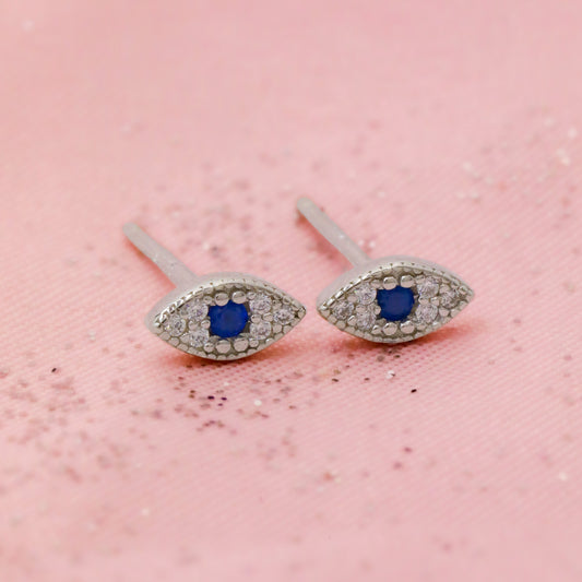 Sterling Silver Evil Eye Studs