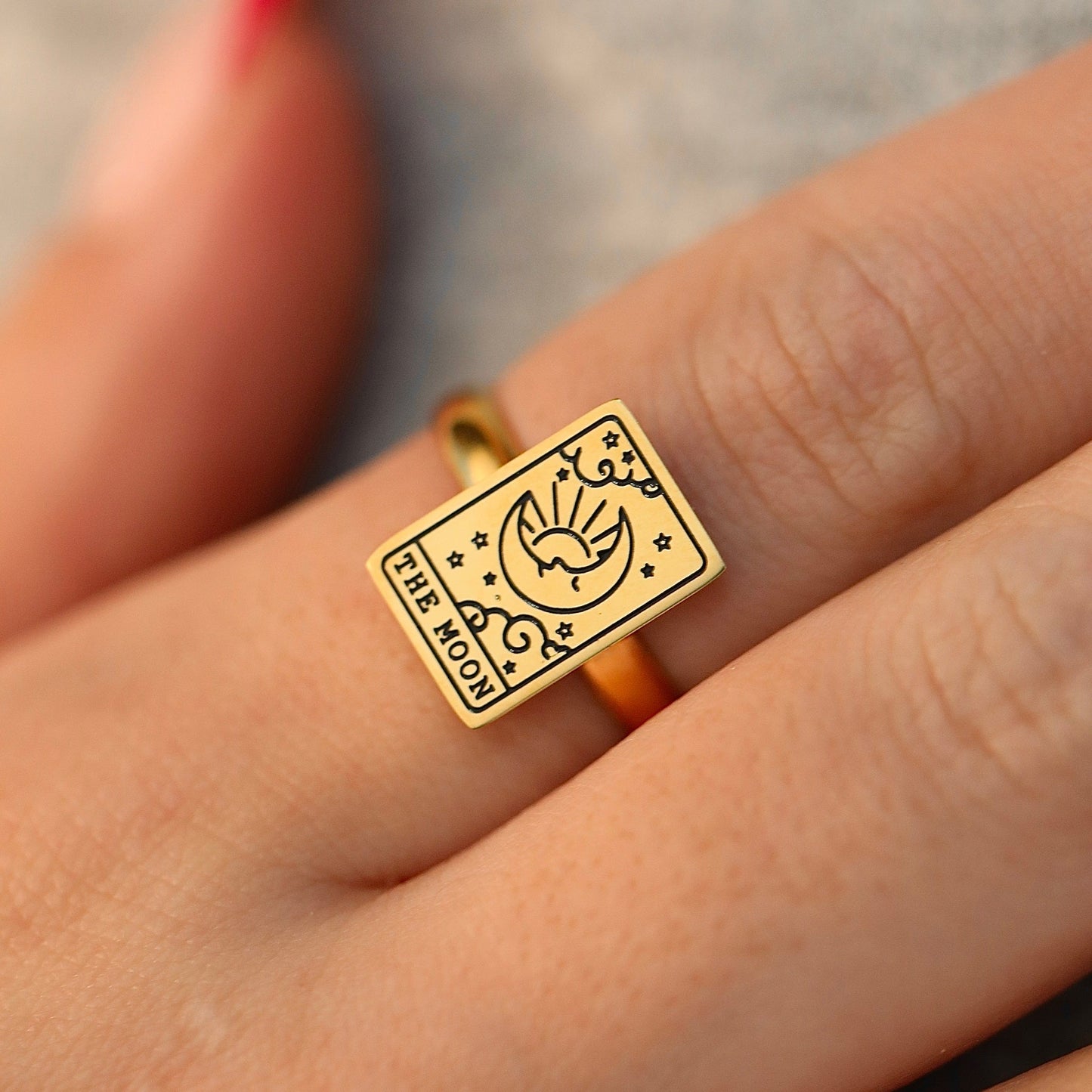 The Moon Tarot Card Ring